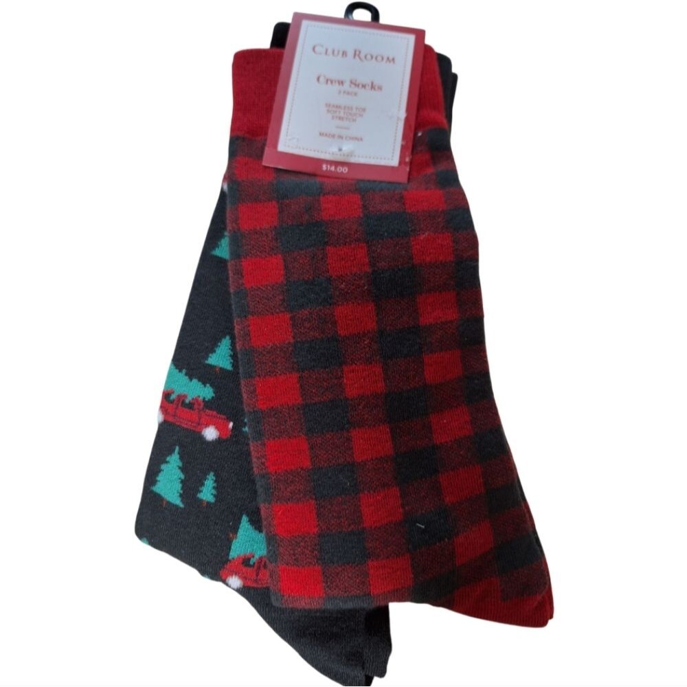 Club Room Red and Black Casual Socks Festive Design